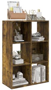 HOMCOM Libreria a Cubi con 6 Ripiani Portaoggetti in Legno dal Design Rustico, 61.5x29.5x91.5 cm, Marrone | Aosom Italy