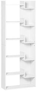 HOMCOM Libreria, mensola da 6 livelli, design irregolare, per soggiorno, camera da letto, ufficio, 60x21x162,5cm, bianco | Aosom Italy