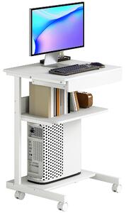 HOMCOM Scrivania per computer con ruote, scrivania con vani 56 x 51 cm con cassetto, compartimento e supporto CPU, bianco | Aosom Italy