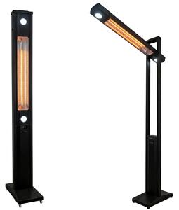 Stufa Elettrica ad infrarossi da Esterno 50x25x200 cm in Fibra di Carbonio con Luce Led Skyline Total Black