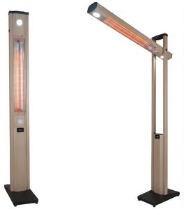Stufa Elettrica ad infrarossi da Esterno 50x25x200 cm in Fibra di Carbonio con Luce Led Skyline Mocca Mousse