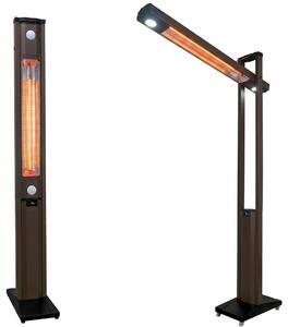 Stufa Elettrica ad infrarossi da Esterno 50x25x200 cm in Fibra di Carbonio con Luce Led Skyline Grigio Tortora