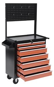 HomCom Carrello Porta Utensili Attrezzi con Cassettiera, Nero e Arancione, 61.5x33x76cm|Aosom