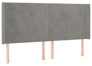 Testiera ad Orecchio Grigio Chiaro 163x16x118/128 cm in Velluto