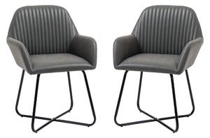 HOMCOM Set 2 Sedie Moderne per Sala da Pranzo, Cucina o Soggiorno, Sedie Imbottite in Similpelle Grigia 60x56.5x85 cm | Aosom Italy
