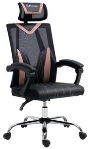 Vinsetto Sedia da Ufficio Ergonomica e Regolabili con Lombare e Cervicale, Altezza e Inclinazione Regolabili, 58x62.5x112-120cm, Rosa | Aosom Italy