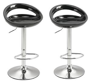 HOMCOM Set 2 Pezzi, Sgabello da Bar Girevole con Poggiapiedi e Altezza Regolabile in Metallo e ABS Nero, 46x41x76-96 cm|Aosom