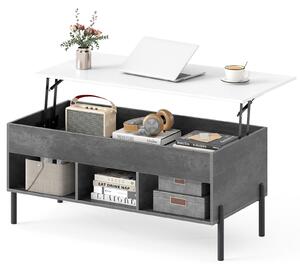 Tavolino KOMFOTTEU con piano sollevabile, tavolino laterale regolabile in altezza con spazio contenitivo, tavolino da soggiorno con ripiano aperto e vano nascosto, tavolino da caffè per soggiorno e ufficio, dimensioni 100 x 50 x 59 cm (grigio)