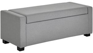 HOMCOM Panca Fondoletto con Vano Contenitore, Cassapanca di Design, Panca Imbottita in Tessuto Grigio, 120x50x44cm