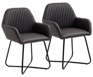 HOMCOM Set 2 Sedie Moderne per Sala da Pranzo, Cucina o Soggiorno, Sedie Imbottite in Similpelle Marrone 60x56.5x85cm|Aosom