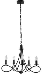 HOMCOM Lampadario con 5 candelieri pieghevole altezza regolabile vintage in acciaio nero Diametro 58 x 45cm|Aosom
