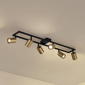 Faretto da soffitto Lindby Bravius, ottone, a 6 luci, ferro Bravius Lindby, dimmerabile, Nero, Corridoio, Metallo, Moderno, Faretto