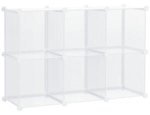 HOMCOM Mobile Scarpiera Modulare Salvaspazio, 6 Cubi in Plastica PP, 94.5x32x162 cm, Trasparente|Aosom