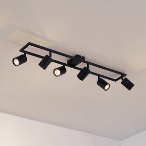 Faretto da soffitto Lindby Bravius, nero, a 6 luci, ferro Bravius Lindby, dimmerabile, Nero, Corridoio, Metallo, Moderno, Faretto