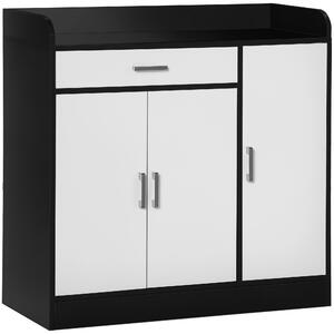 HOMCOM Mobiletto da Cucina Moderno in MDF con 2 Armadietti, 1 Cassetto e Ripiani Regolabili, 90x40x90 cm, Bianco e Nero|Aosom