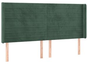 Testiera ad Orecchio Verde Scuro 163x16x118/128 cm in Velluto