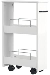 Kleankin Carrello Salvaspazio Multiuso in Legno MDF e Ruote, 42.5x20.3x66.7cm, Bianco|Aosom