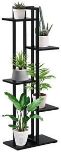 Outsunny Scaletta Portavasi a 5 Livelli per Interni ed Esterni in MDF e Acciaio, 40x22x113 cm, Nero | Aosom Italy