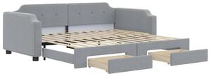 Divano Letto Estraibile Cassetti Grigio Chiaro 90x200cm Tessuto