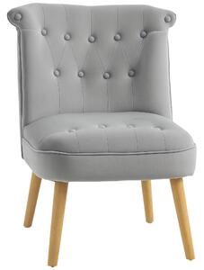 HOMCOM Sedia Moderna per Soggiorno, Camera da Letto e Sala da Pranzo, Seduta Imbottita, Gambe in Legno, Tessuto Vellutato, 60x66x79 cm, Grigia | Aosom