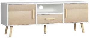 HOMCOM Mobile TV Basso per TV fino a 46" con Ripiano Aperto, un Cassetto e 2 Armadietti, in Truciolato e Legno di Pino, 120x37x45.5cm|Aosom