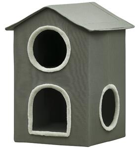 PawHut Casetta per Gatti a Due Livelli con Cuscini Lavabili 3 entrate, 42x46x59.5 cm, Grigio|Aosom