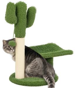 PawHut Albero per Gatti a forma di Cactus con Tiragraffi e Pallina da Gioco, 35x31x55.5 cm, Verde e Bianco|Aosom