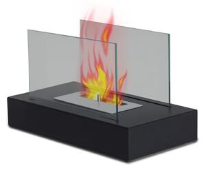 HOMCOM Camino a Bioetanolo da Tavolo Ecologico 2000W Bruciatori senza Residui Inodore In Acciaio Inox con Vetro 35×18×21cm Nero