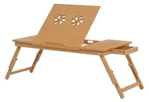 HOMCOM Tavolino da Letto per PC Pieghevole e Inclinabile con Cassetto, 72x35x22-30, Colore Legno|Aosom