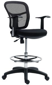 HOMCOM Sedia Girevole con Anello Poggiapiedi e Schienale Ricurvo, in Poliestere, Schiuma e Plastica, 55x58x94 cm, Nero