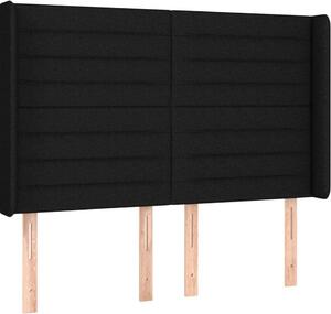 Testiera ad Orecchio Nera 147x16x118/128 cm in Tessuto