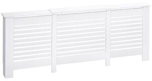 HOMCOM Copricalorifero Regolabile in Larghezza con Mensola Superiore in MDF e Legno Bianco 140-202x19x82.5cm|Aosom