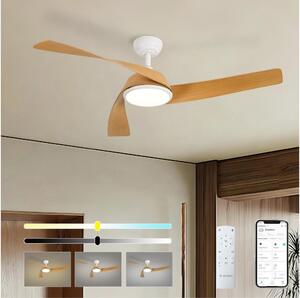 ZEVENTI - Ventilatore da soffitto LED AERYS LED/24W/230V Wi-Fi Tuya bianco/rovere + telecomando