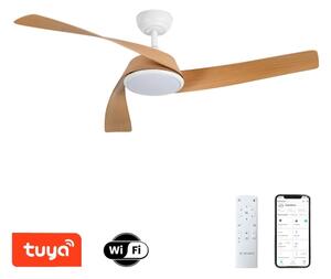 ZEVENTI - Ventilatore da soffitto LED AERYS LED/24W/230V Wi-Fi Tuya bianco/rovere + telecomando