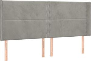 Testiera ad Orecchio Grigio Chiaro 203x16x118/128 cm in Velluto