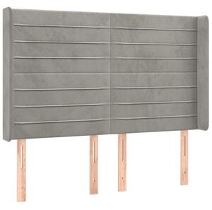 Testiera ad Orecchio Grigio Chiaro 147x16x118/128 cm in Velluto