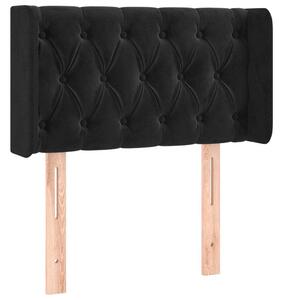 Testiera ad Orecchio Nera 83x16x78/88 cm in Velluto