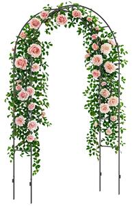 Outsunny Arco per Rampicanti in Metallo per Giardino ed Esterni, 140x40x240cm, Nero|Aosom