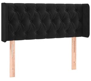 Testiera ad Orecchio Nera 93x16x78/88 cm in Velluto