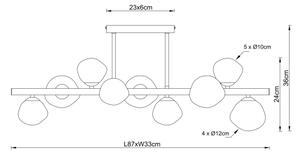 Globo 56149-9D - Lampadario su asta VELORA 9xG9/5W/230V 33x87 cm