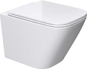 Doporro WC Sospeso Sanitari Sospesi Filomuro in Vetroceramica Bianco 52x36x36 cm con Copriwc Soft Close Chiusura Ammortizzata e Sciacquone Profondo WC Design Moderno Senza Bordi Aachen112