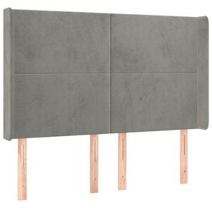 Testiera ad Orecchio Grigio Chiaro 147x16x118/128 cm in Velluto