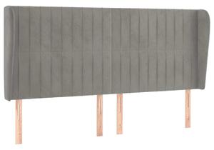 Testiera ad Orecchio Grigio Chiaro 183x23x118/128 cm in Velluto