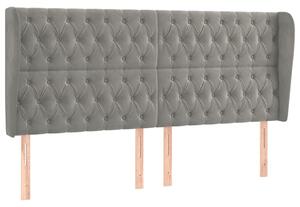Testiera ad Orecchio Grigio Chiaro 183x23x118/128 cm in Velluto