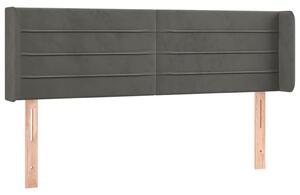 Testiera ad Orecchio Grigio Scuro 147x16x78/88 cm in Velluto
