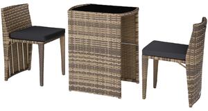 TecTake GmbH 403769 set da bistrot in rattan e alluminio amburgo - naturale