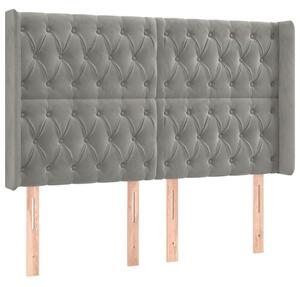 Testiera ad Orecchio Grigio Chiaro 163x16x118/128 cm in Velluto