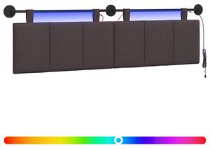 Testiera sospesa Con luce LED Marrone Scuro Tessuto