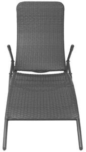 Lettino Prendisole Pieghevole in Polyrattan Nero