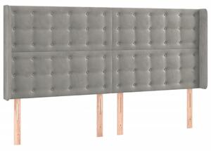 Testiera ad Orecchio Grigio Chiaro 183x16x118/128 cm in Velluto